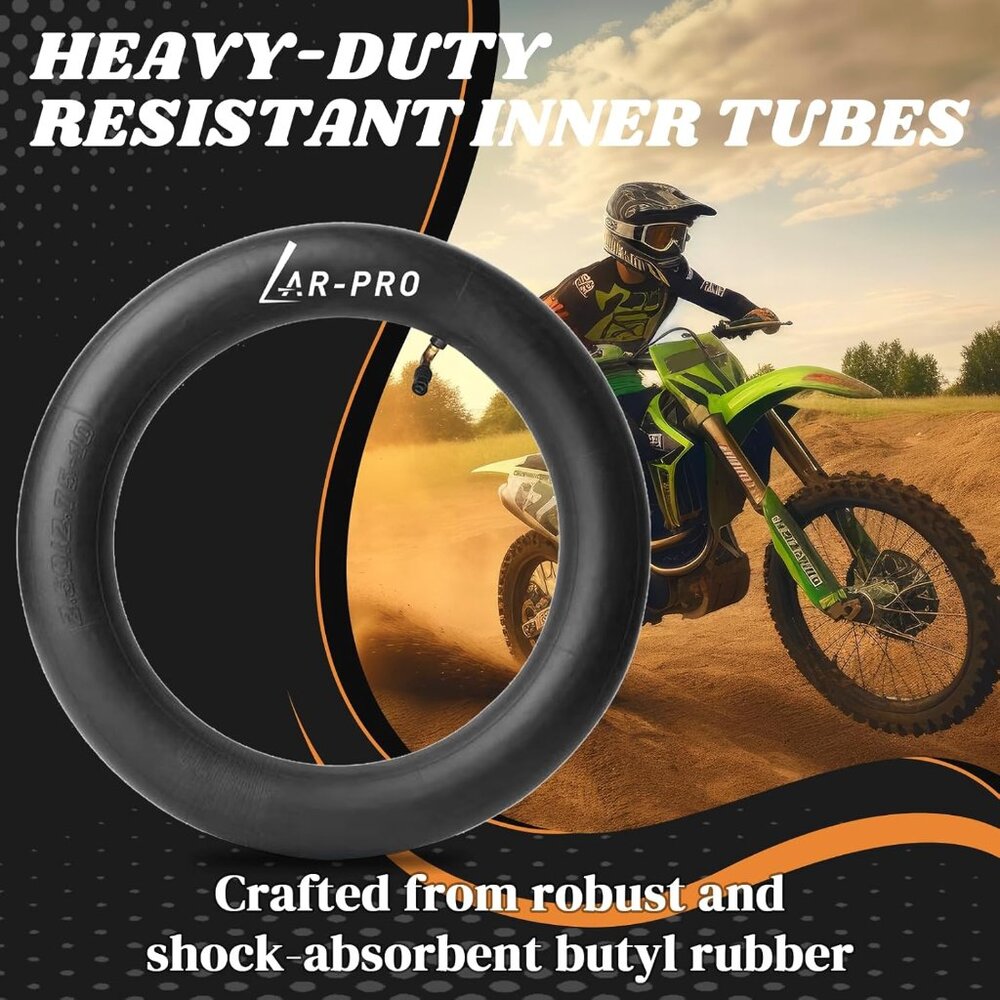 2-Pack -10 Dirt Bike Replacement Inner Tube Heavy Duty with TR-87 Bent Valve Ste - Picture 3 of 6